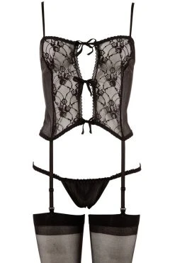 Cottelli Lingerie Guêpière Transparente Noire -sex shop 206695 1