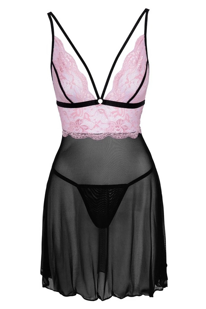 Nuisette Rose noire Cottelli Lingerie Nuisette Rose Noire -sex shop 2741342 1