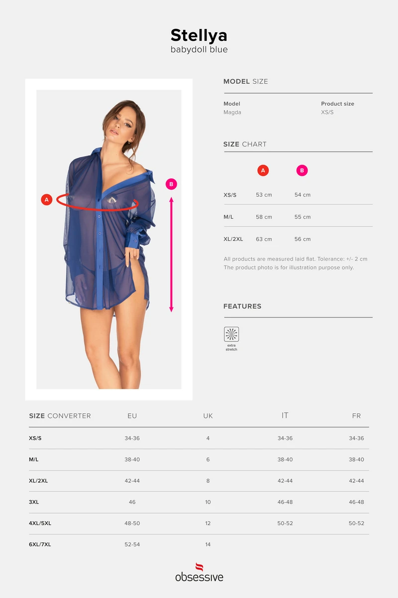 Chemisier Stellya bleu Obsessive Chemisier Stellya Bleu -sex shop chemisier stellya size 3