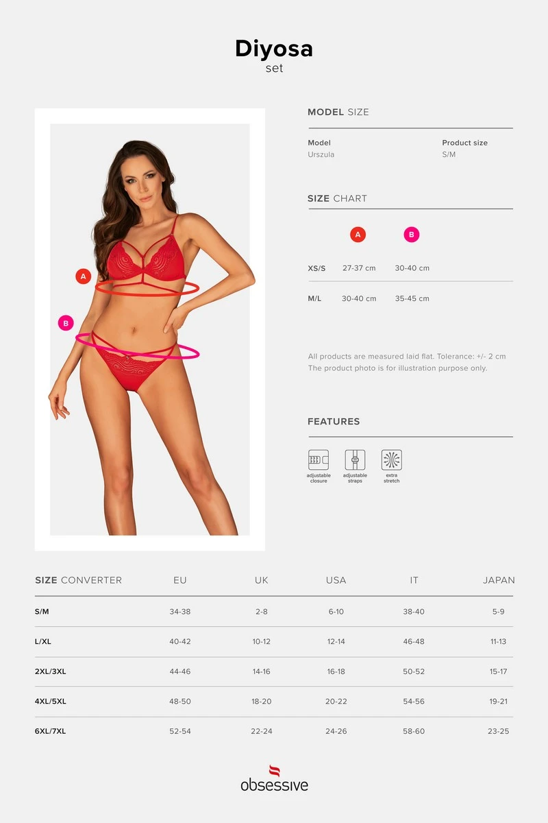 Ensemble Diyosa rouge Obsessive Ensemble Diyosa Rouge -sex shop diyosa red set