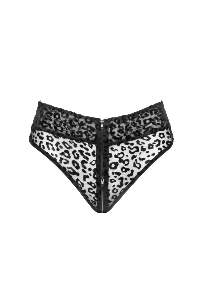 Noir Handmade Culotte Zippée Tulle Léopard F290 – Image 5