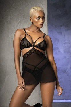 Mapalé Lingerie Nuisette 2 En 1 Noire