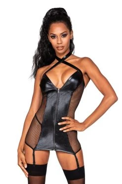 Dreamgirl Nuisette Faux Cuir Zip Intégral