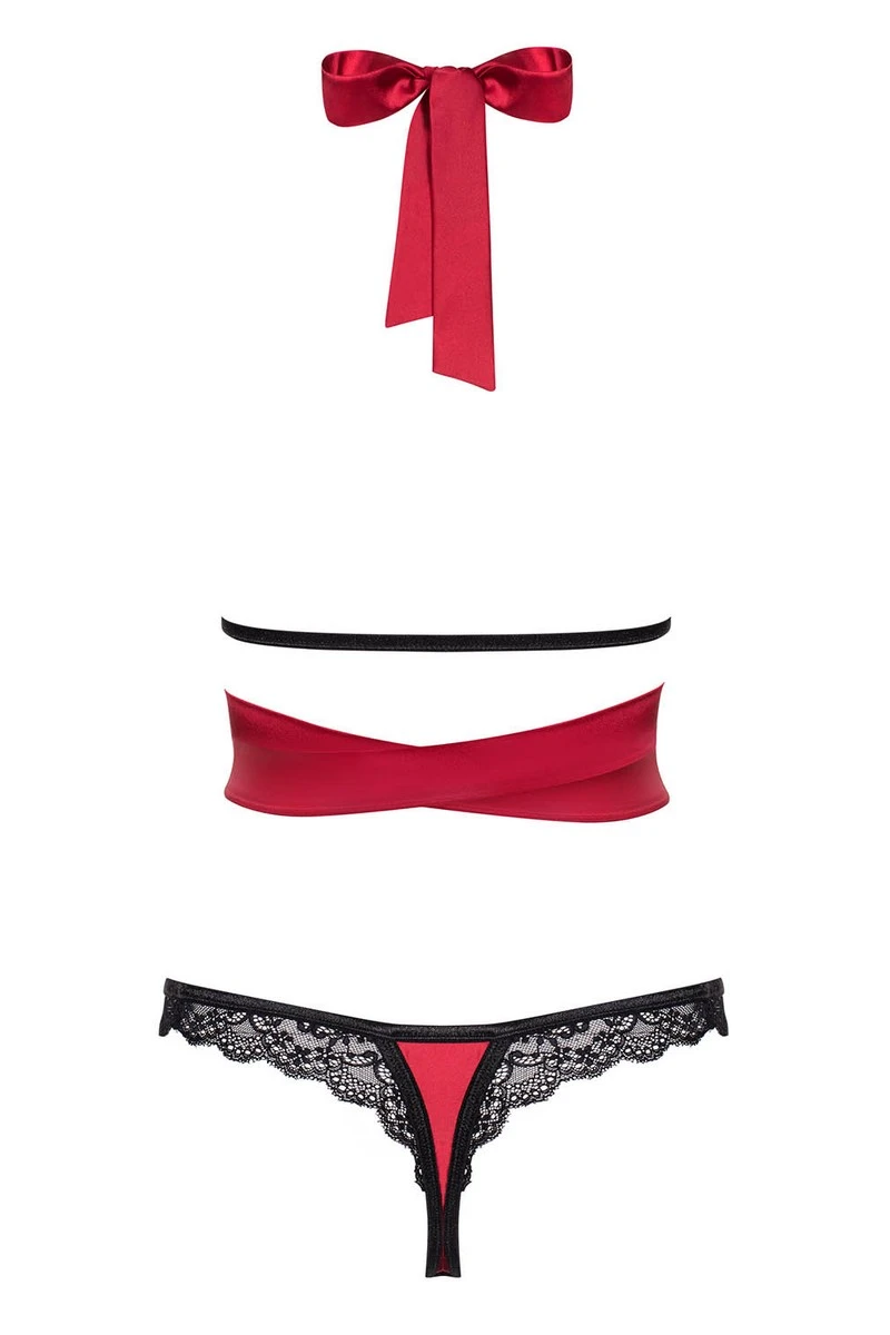 Ensemble Sensuelia rouge Obsessive Ensemble Sensuelia Rouge -sex shop obsessive sensuelia top thong red back packshot